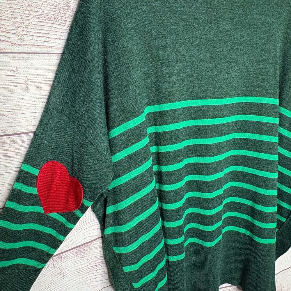 Mersea The Amour Alpine Clover Striped Heart Patch Pullover Sweater One Size - Picture 6 of 13
